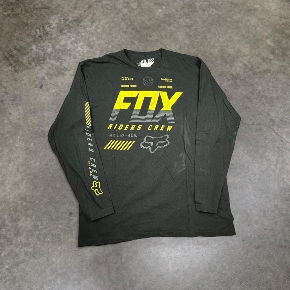 Fox Racing Riders Crew Long Sleeve Shirt L Black Motocross Y2K Vintage